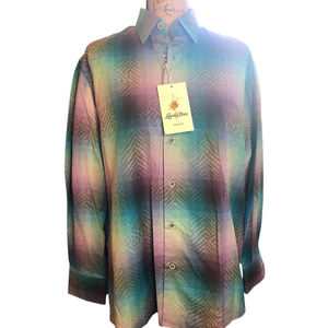 Lansky Bros. Esposito Button Down Shirt Size M (39-40) Blue Purple